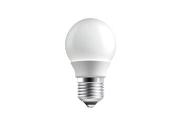 High-resolution image of an energy-efficient LED light bulb, isolated on a white background. Perfect for technology or energy saving concepts.