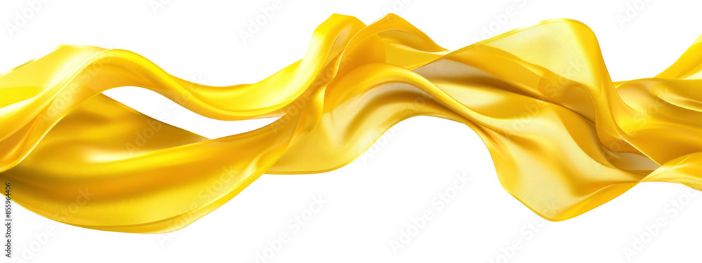 Poster abstract image of flowing golden fabric in motion on a transparent background.