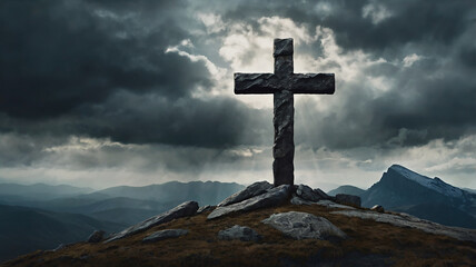 cross in the mountains