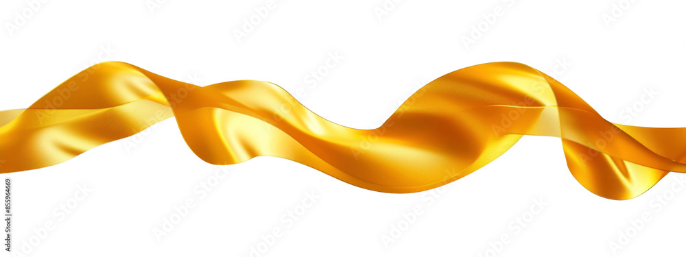 Poster a golden fabric flows in an abstract motion against a transparent background.