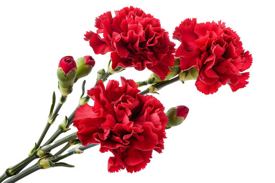 Red Carnations isolated on transparent background png - Powered by Adobe