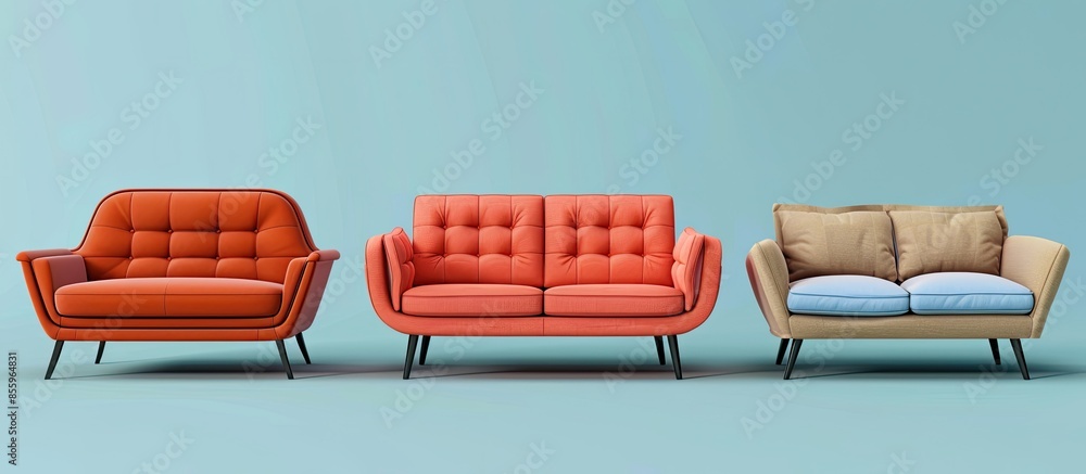 Poster sofa for the office or at home. isolated from the background. in different angles. interior element.