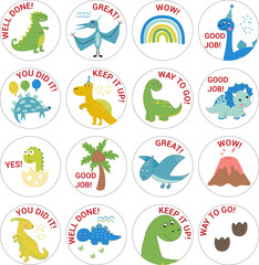 dinosaur stickers for the achievement checklist, sticker for reward chat