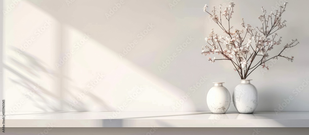 Poster modern bathroom interior in minimal scandinavian style. copy space image. place for adding text and 