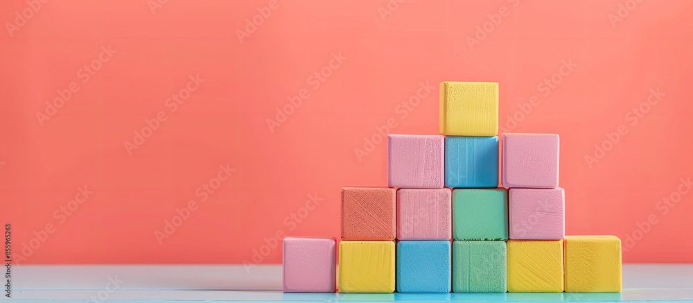 Poster s english letter on building block with blank background pastel background. copy space image. place 