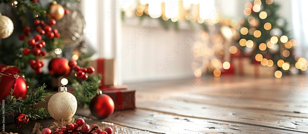 Poster christmas decorations in the interior. copy space image. place for adding text and design