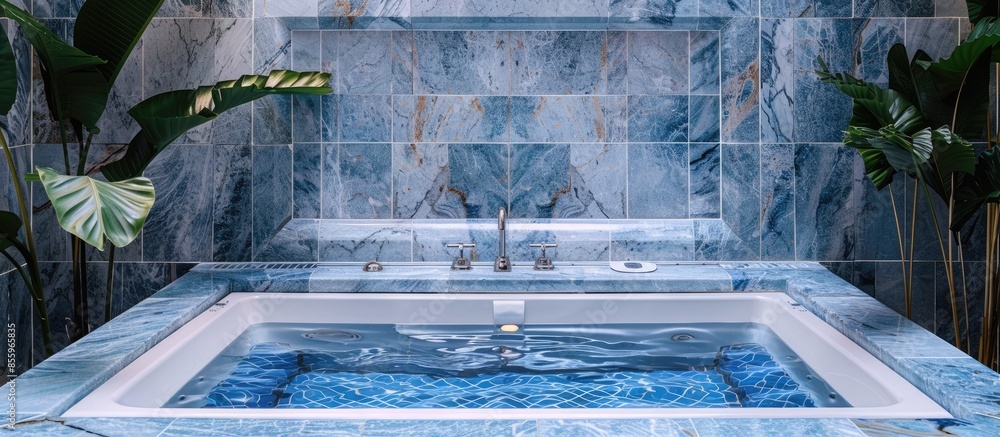 Aufkleber panorama tub with cool backsplash clean inside. copy space image. place for adding text and design