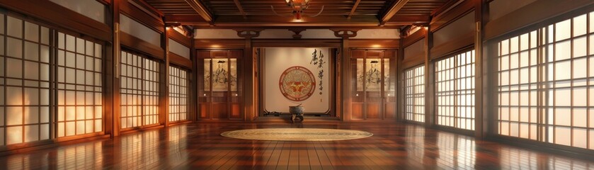 Wooden ceiling with exposed beams