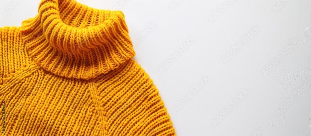 Poster yellow sweater on white background . copy space image. place for adding text and design