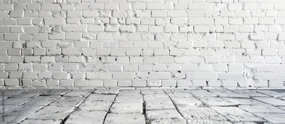 Aufkleber texture background concept: white brick wall background in rural room. copy space image. place for a