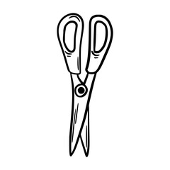 Doodle scissors. Back to school. School supplies. Sketch