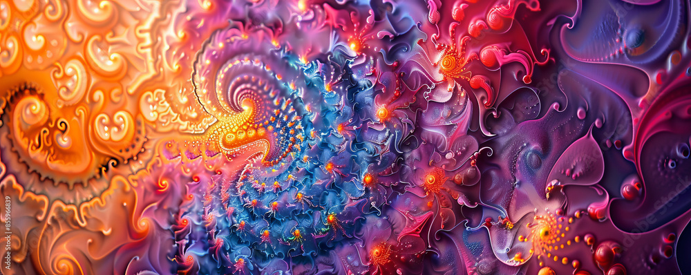 Poster a mesmerizing kaleidoscope pattern, its swirling colors and patterns creating a hypnotic effect.
