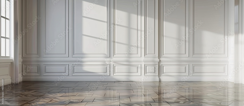 Poster empty room classic decoration frame wall retro concept and gray parquet. copy space image. place for