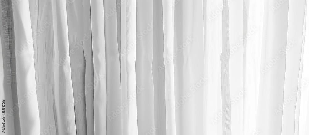 Poster close-up of a white lamella curtains. copy space image. place for adding text and design