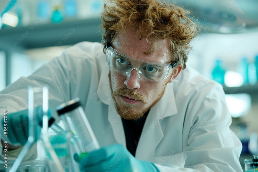 Poster advanced chemistry experiment in modern laboratory setting