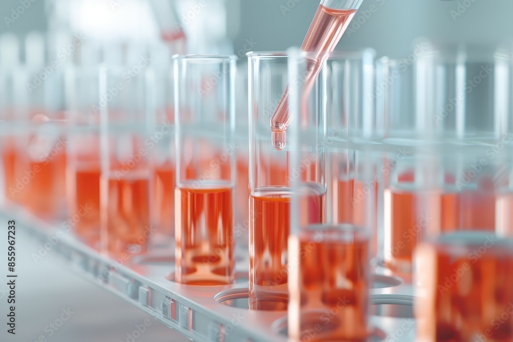 Poster experienced chemist conducting precise liquid transfer with pipette in laboratory setting