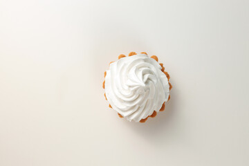 cake basket with protein cream on a white background
