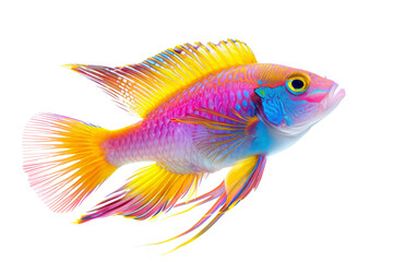 Fototapeta premium Vibrant tropical fish with colorful scales and flowing fins, isolated on transparent background. Perfect for aquatic-themed designs and concepts.