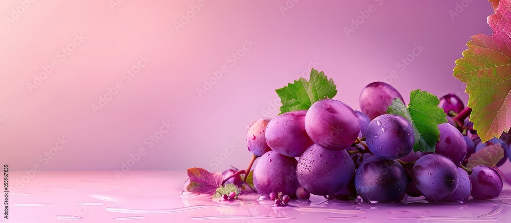 Aufkleber purple grape isolated on pastel background water summer. copy space image. place for adding text and