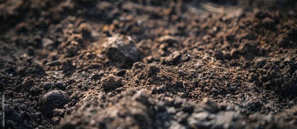 Poster close-up of fertile loam for the background. copy space image. place for adding text and design