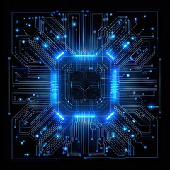 Obraz premium Abstract Digital Circuit Board with Glowing Blue Lines