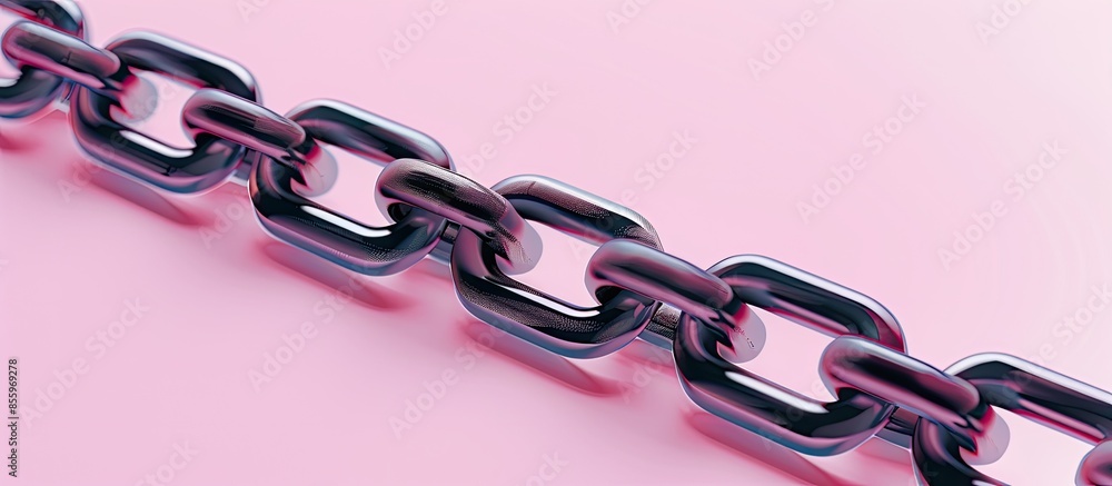 Poster chain balack chain, steel material with pastel background. copy space image. place for adding text a