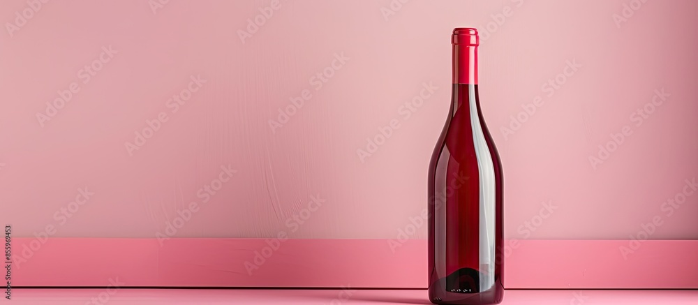 Aufkleber red wine crystal bottle isolated on the pastel background. copy space image. place for adding text a