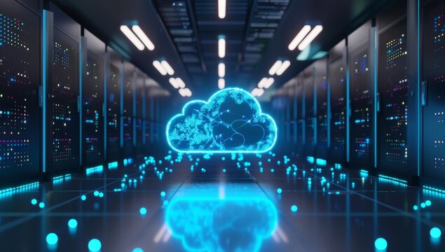The image above shows a hybrid cloud integration architecture within a data center concept with seamless integration between on-premises infrastructure, AI, and the cloud