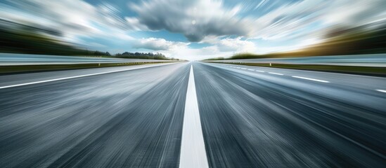 Empty road with slight motion blur. Copy space image. Place for adding text or design