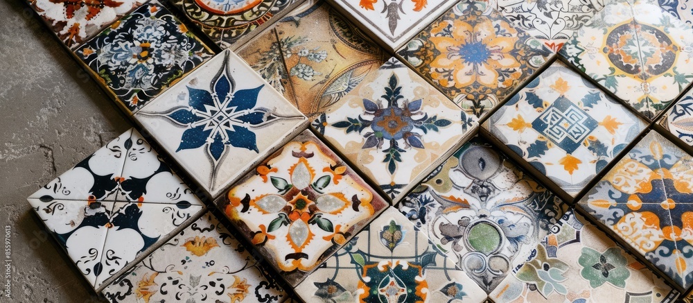 Poster pictures of tiles that can be used as general-purpose materials for design. copy space image. place 