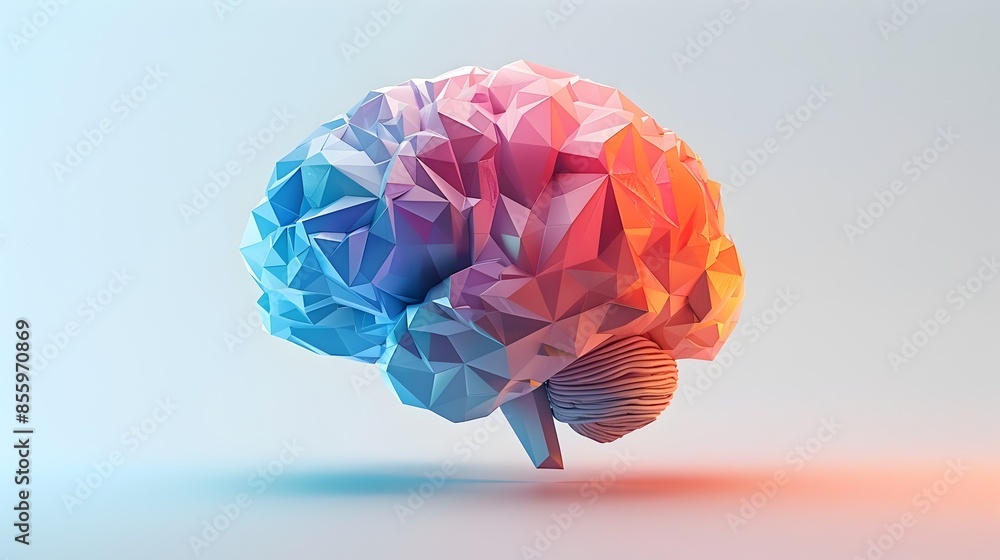 Poster colorful geometric brain representing cognitive concepts and mental processing
