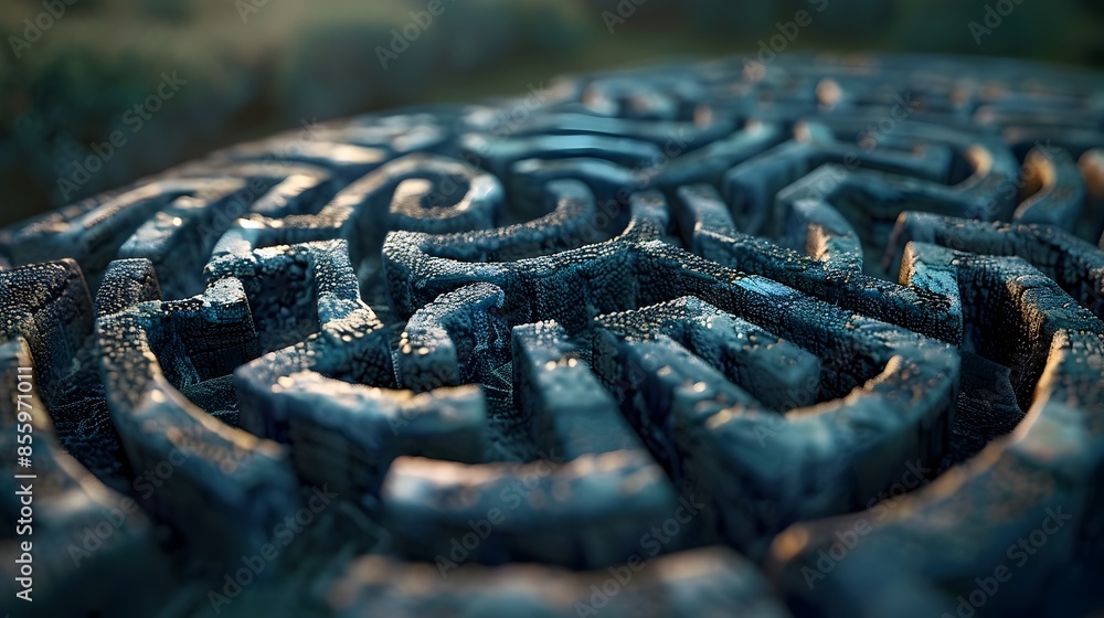 Poster complex labyrinthine brain representing thought processes and problem solving