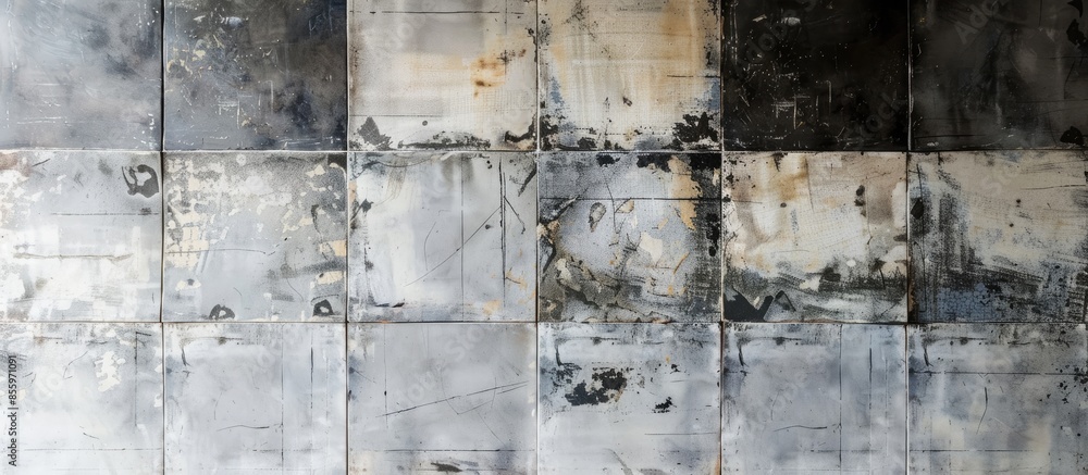 Aufkleber adhesive mix and tile on wall indoors. copy space image. place for adding text and design