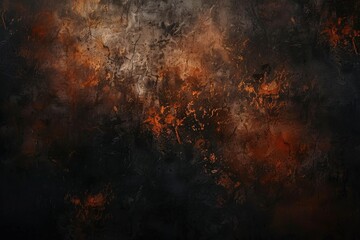 Dark brown black, grunge texture color gradient rough abstract background shine bright light and glow, template empty space