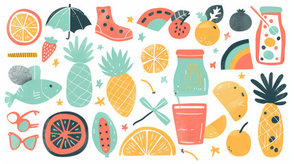 Summer Poster Elements: 20 Cute Icons
