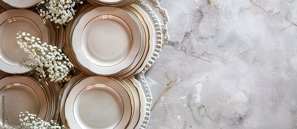 Poster catering wedding event plate service. copy space image. place for adding text or design