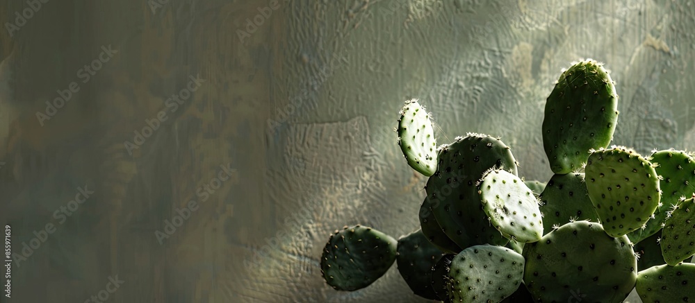 Poster small cactus with window light. copy space image. place for adding text and design
