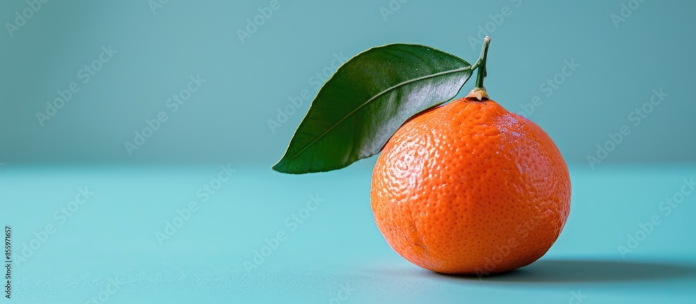 Poster Mandarine orange on pastel background.  Food  Isolated. Copy space image. Place for adding text and design