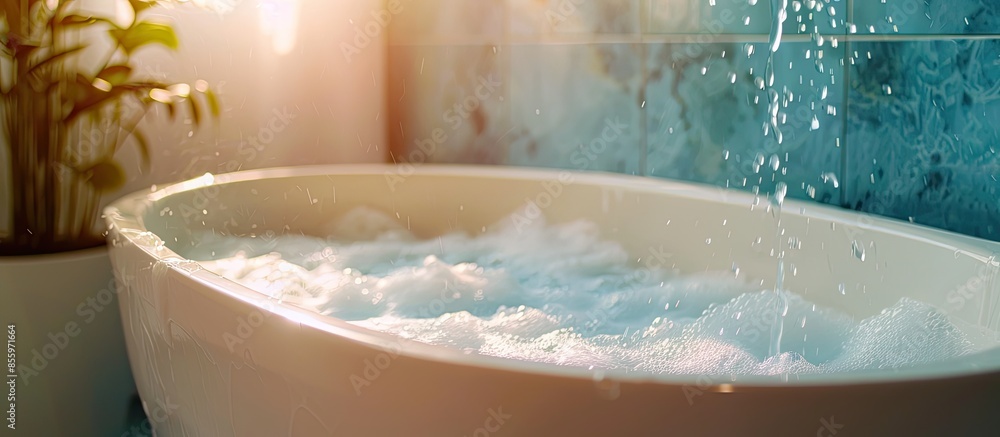 Poster wash your hands in a white tub to prevent the corona virus. copy space image. place for adding text 