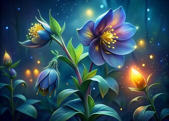 Fototapeta premium a lilac-purple flower, a beautiful bell alone in the field, in the night sky