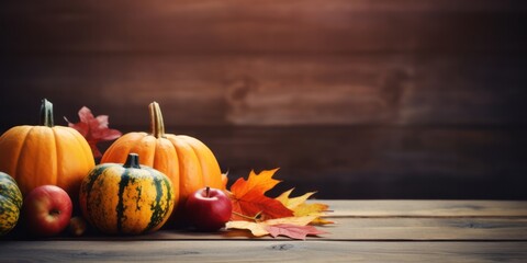 Harvest of collected colorful pumpkins of different sizes with autumn leaves on a dark background, copy space. Concept for celebrating harvest, thanksgiving day.

