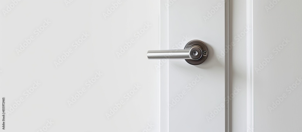 Aufkleber modern style silver door handle on white door. copy space image. place for adding text and design