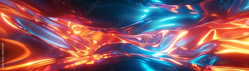 Poster abstract fluid light patterns in vibrant red and blue hues creating a dynamic, futuristic visual amb