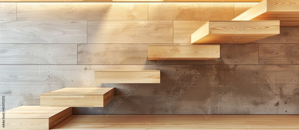 Poster detail of a modern timber staircase in a family home. copy space image. place for adding text and de
