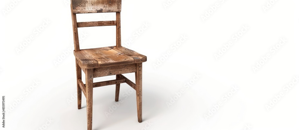 Poster old wooden chair isolated on white background. copy space image. place for adding text and design