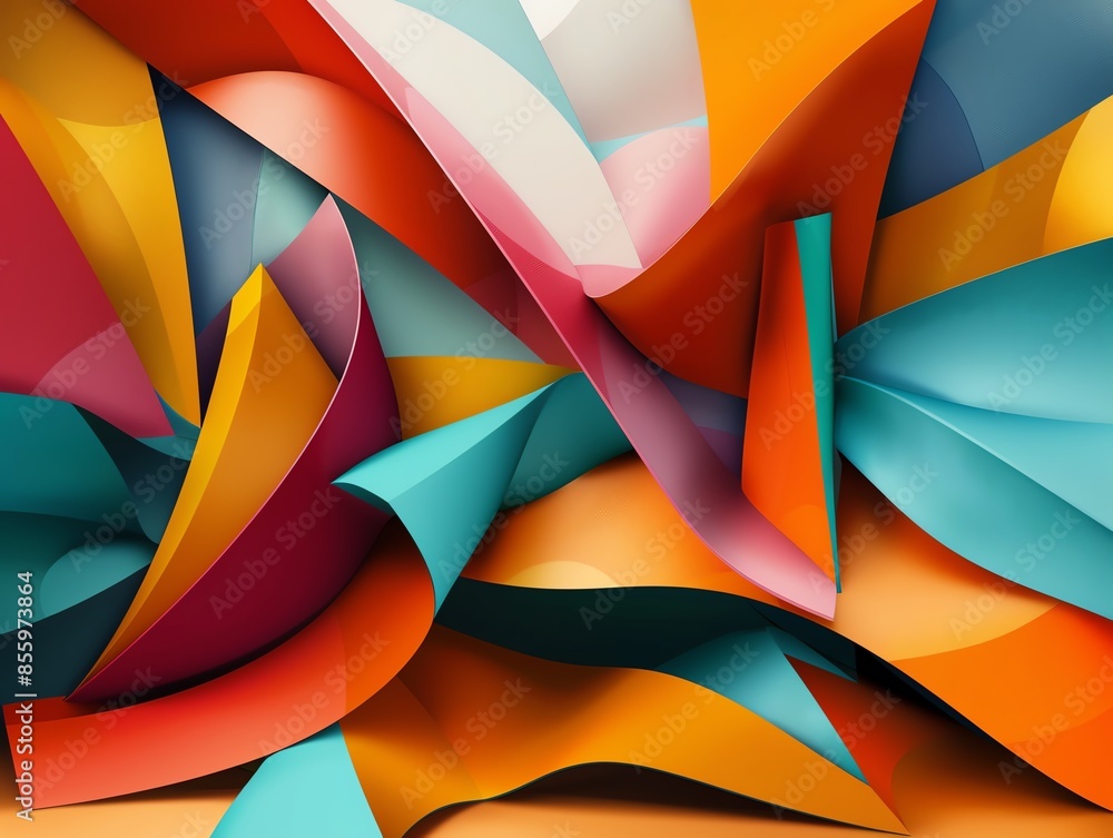 Poster vibrant abstract artwork with colorful overlapping shapes and fluid movements. perfect for modern de
