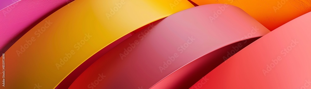 Poster vibrant abstract background featuring curved lines in shades of pink, red, and yellow, creating a dy