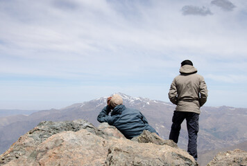 hiking, panoramic summit, nice views in high atlas morocco mountains
