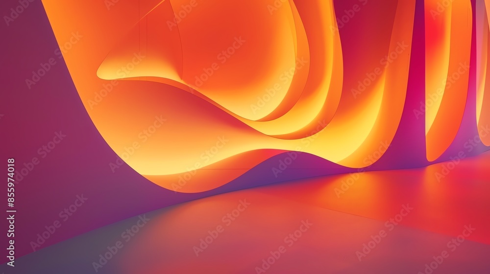 Poster vibrant abstract background with flowing orange and purple shapes, creating a dynamic and energetic 