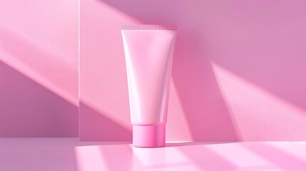 Cosmetic mock-up of a hand cream tube with a pastel background
